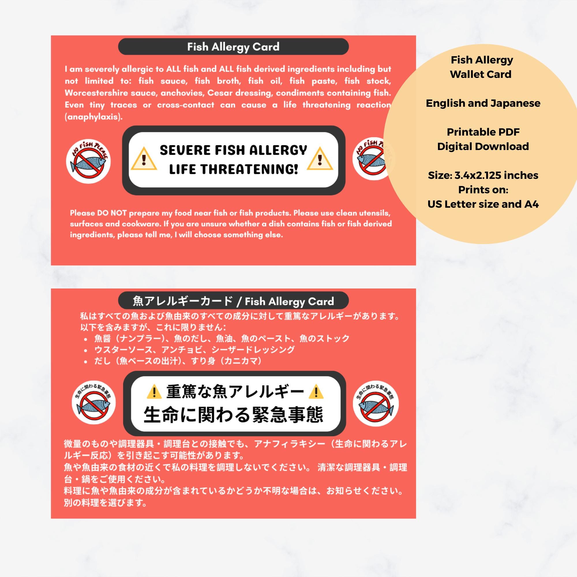 旅行用アレルギーカード - Etsy 日本