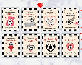 Soccer Valentines for Kids |  Sports Valentine Cards | Classroom Valentines Printable | Retro Checkered