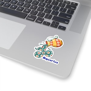Aquarius Zodiac Sticker: Waterproof Astrology Decal for Laptops