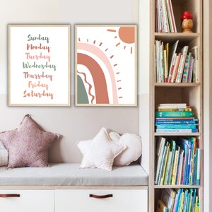 Rainbow Days of the Week Print Set: Kids Nursery Decor (Digital Download)