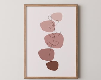 Boho botanische Wand Kunst zum Ausdrucken | Neutrale abstrakte Blattkunst | Minimalistisches Boho Poster | Digitaler Download | Moderne erdige Dekor Digital