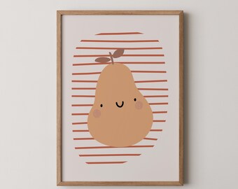 Lächelnde Birne Kinderzimmer Print: Boho Dekor für Kinderzimmer (Digitaler Download)