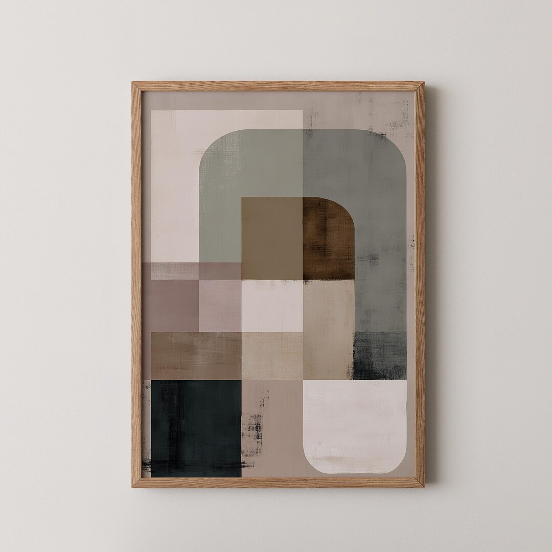 Abstract Geometric Wall Art Print | Modern Minimalist Poster | Neutral ...