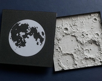 3D‑Printed Moon Puzzle | Ptolemy Crater Relief, 15cm | Geologic Map + Gift Box | STEM Space Gift, Astronomy Home Décor