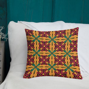 Pink Yellow Tile Premium Pillow