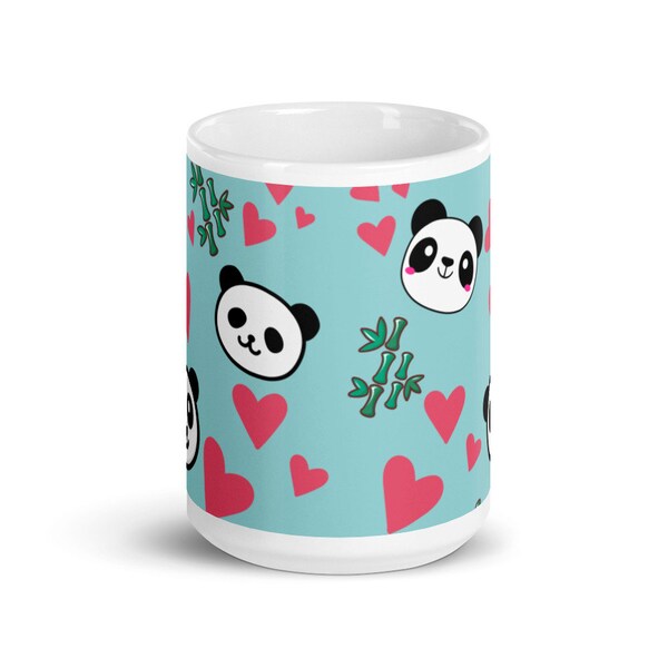 Panda Faces White glossy mug