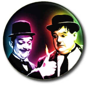 Laurel and Hardy -Oxford Chumps Button Badge 2.2&quot;/55 mm diam