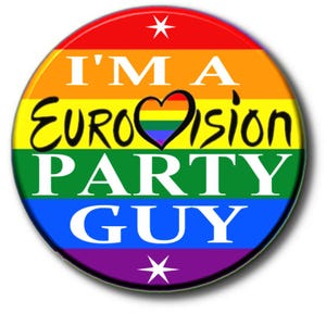 I&#39;m a Eurovision Party Guy - GAY - LGBTQ - BASEL 2025 Eurovision Song Contest Party Button Badge 2.2&quot;/55 mm diam