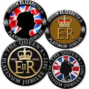 Set of 4 Queen Elizabeth Platinum Jubilee Souvenir Badges