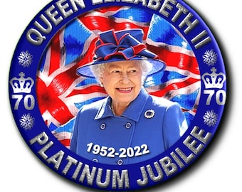 Queen Elizabeth II Platinum Jubilee Souvenir Button Badge