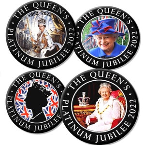 Set of 4 Queen Elizabeth Platinum Jubilee Souvenir Badges