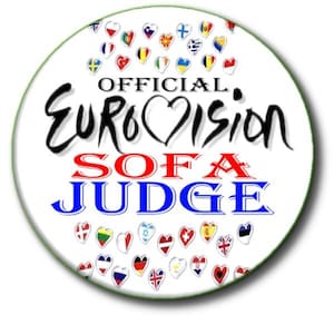 Eurovision Sofa Judge badge - Eurovision Song Contest Party Button Badge 2.2&quot;/55 mm diam