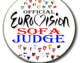 Eurovision Sofa Judge badge - Eurovision Song Contest Party Button Badge 2.2&quot;/55 mm diam