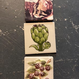 Set of 3 Unique, Handmade 4x4 Tiles