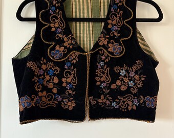 Antique Zardozi Black Velvet Vest- XS