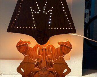 1950s/60s Handmade Western Folk Art Lamp