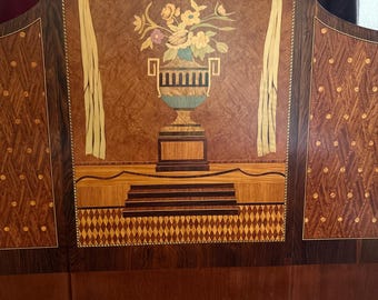 1920s Art Deco Marquetry Queen Sized Headboard (FREE SHIPPING)