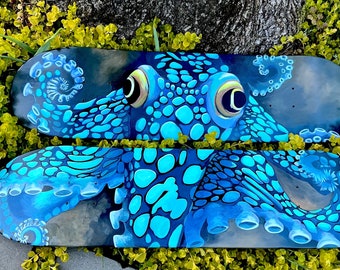 Decked Out Octopus 2 Skate Decks. 32” x 8" x.25” depth. 2 Decks included original hand painted.