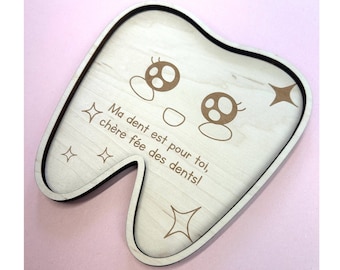 Engraved wooden Tooth Fairy Plate - Tooth Fairy Plate - Laser-cut and engraved