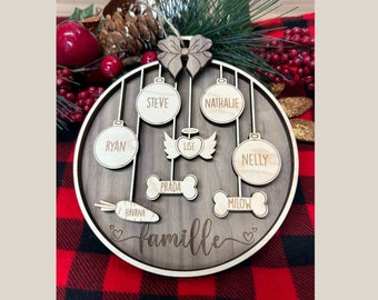 Wooden CHRISTMAS tree ornament - FAMILY - PERSONALIZED - Custom X-Mas wood ornament for family tree