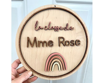 Cartel de madera para PROFESORES, GUARDERÍA, PROFESORES - Hecho a mano y con láser - regalo de fin de año - regalo de agradecimiento