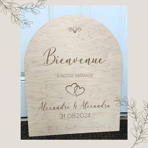 AFFICHE pour MARIAGE en bois PERSONNALISÉE avec les prénoms des mariés et l'année