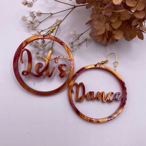 Pendientes de aro acrílico con gancho dorado | Pendientes cortados con láser | Colección JAZZ DANCE