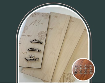 ÉCHELLE / Toise de croissance en BOIS gravée au laser ~ PERSONNALISÉE - Custom Laser Engraved Wood Growth chart ruler