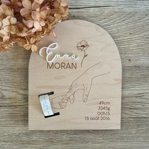 Souvenir for HOSPITAL or MATERNITY BRACELET birth - Birth flower - Personalized wooden gift for new baby