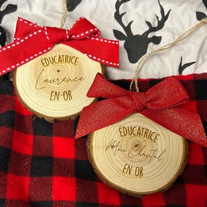 Gift ornament for TEACHER, Professor or EDUCATOR Laser engraved log PERSONALIZED image 8