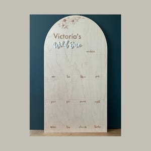 Tablero de madera con fotos de bebé personalizadas ~ Primer año ~ 13 fotos 4x6 ~ Recuerdo para el primer cumpleaños