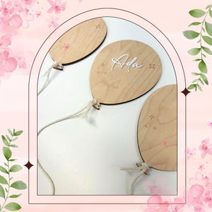 Palloncino in legno personalizzato con nome - Decorazione per compleanno o festa per bambini