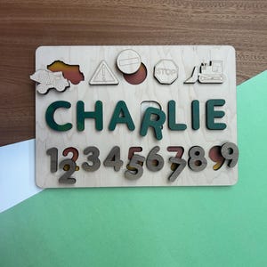 Personalized Wooden Puzzle ~ Truck Theme ~ Educational Toy