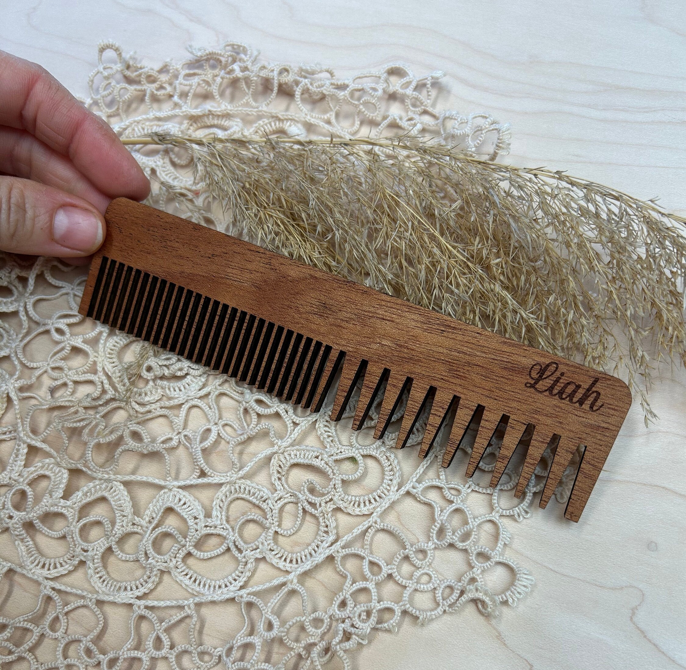Personalized Wooden Acupressure Comb - Childbirth & Pain Management - Keepsake Engraving