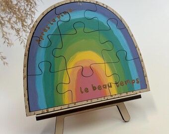 Rainbow Baby Wooden Puzzle | After the Rain Comes the Good Weather... Hand Painted