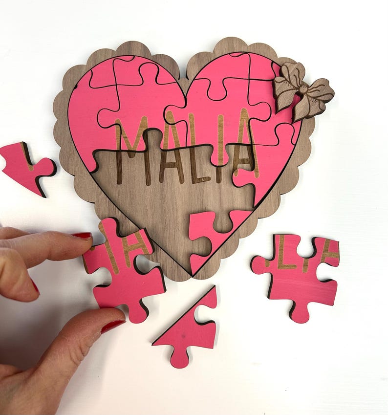CUSTOM HEARTS WOODEN PUZZLE FOR VALENTINE'S DAY ~ Laser-cut & Handmade ...