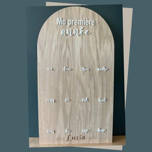 Personalized Oak Photo Poster ~ My First Year ~ 12 4x6 Pictures ~ 1st Birthday Keepsake ~ Name Engraving