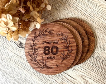 SOUS-VERRES en bois personnalisés au laser - Custom Plywood laser-engraved COASTERS