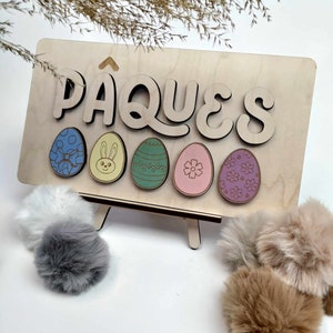 EASTER themed wooden PUZZLE made by laser in pastel colors ~ Laser cut and handmade - Custom wood laser-cut Easter puzzle