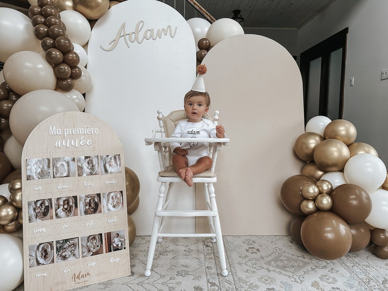 Wooden Baby Photo Display ~ My First Year ~ 12 4x6 Photos ~ First Birthday Keepsake Arch ~ My Year in Photos image 2
