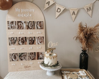 Wooden Baby Photo Display ~ My First Year ~ 12 4x6 Photos ~ First Birthday Keepsake Arch ~ My Year in Photos