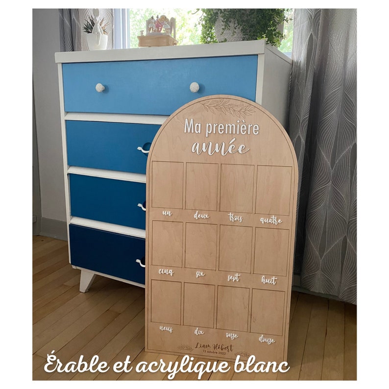 Wooden Baby Photo Display ~ My First Year ~ 12 4x6 Photos ~ First Birthday Keepsake Arch ~ My Year in Photos image 7