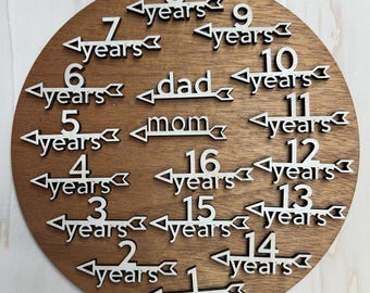 Marcadores de edad, flechas de madera para niños, regla de crecimiento - Diferentes tipos de madera