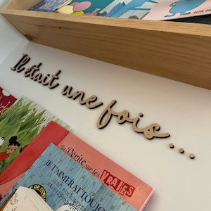 Wooden wall decoration 'Once upon a time...' for children's or baby's room - Laser cut to decorate the reading corner