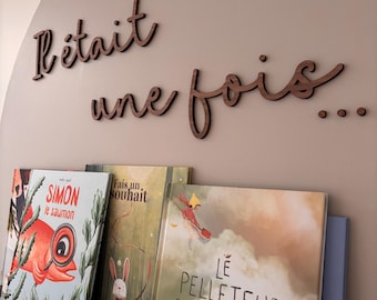 Houten wanddecoratie "Er was eens..." voor een kinder- of babykamer - Lasergesneden om de leeshoek te versieren