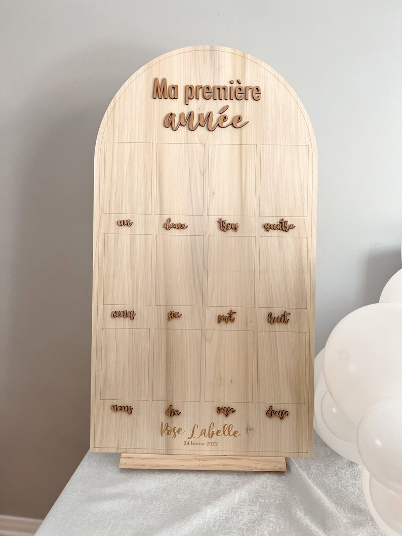 Wooden Baby Photo Display ~ My First Year ~ 12 4x6 Photos ~ First Birthday Keepsake Arch ~ My Year in Photos image 9