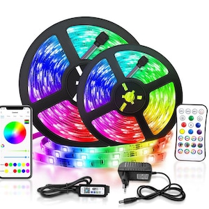 Chaîne de lumière LED Bluetooth avec télécommande, LED Tape Lights Color Changing LED avec télécommande FULL KIT image 1