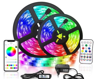 Chaîne de lumière LED Bluetooth avec télécommande, LED Tape Lights Color Changing LED avec télécommande FULL KIT