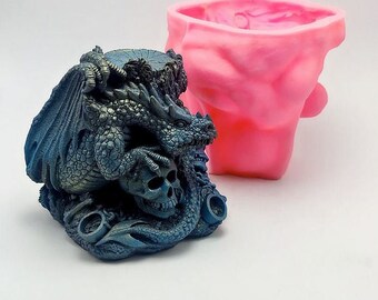 3D Dragon Skull Candlestick silicone mold, candle plaster silicone mold, cake mold, chocolate mold, decoration tools, dragon mold