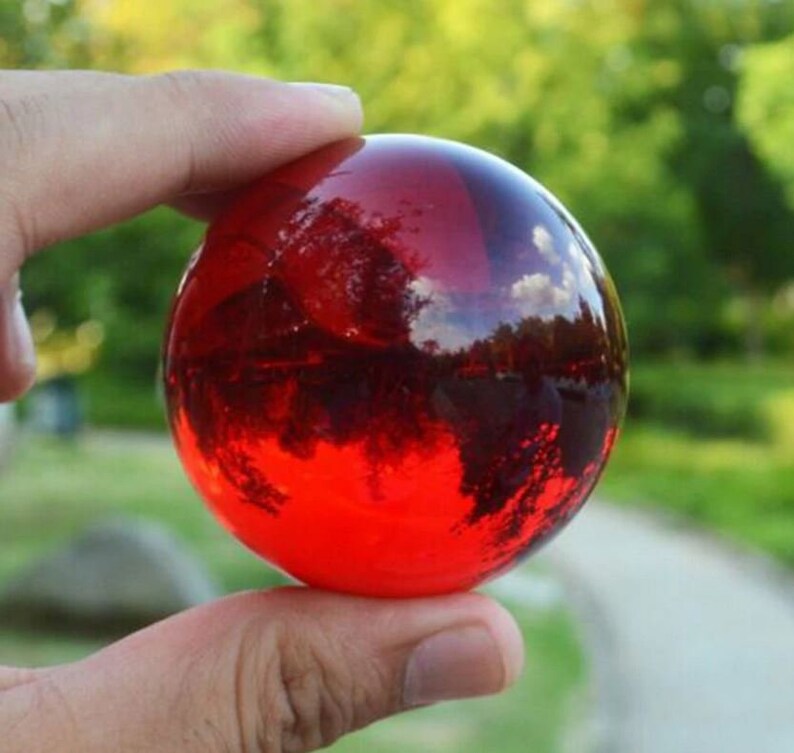 Red Crystal Ball Asian Rare Obsidian Sphere With Base Amber Etsy
